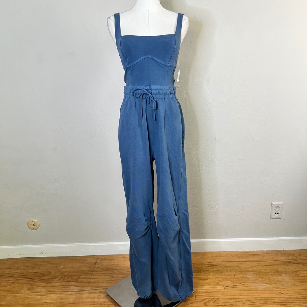Free People FP Movement Jumpsuit Inbound Women Size XS Misty Blue NEW Sleeveless